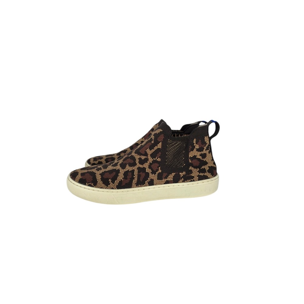 Rothys The Chelsea Shoes Womens 7 Leopard Knit High Top Slip On Sneakers Wildcat